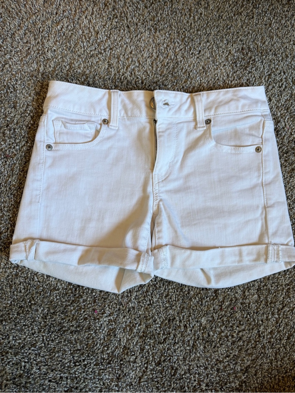 American Eagle Outfitters White Rolled-Hem Jean Shorts